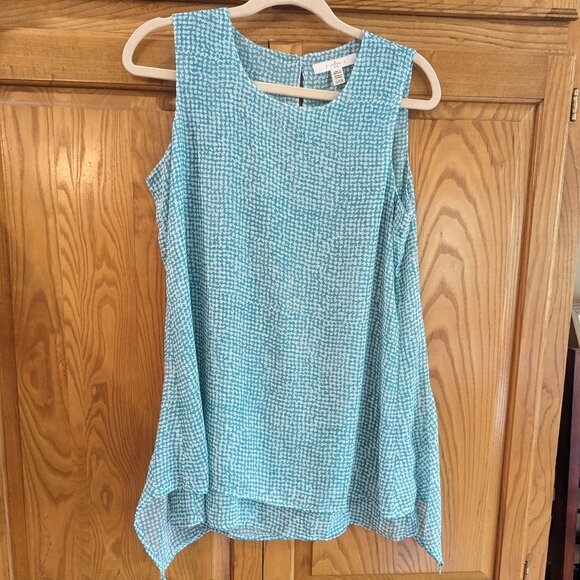 Fever, Size Small, Sky Blue and White Tunic - Picture 1 of 12